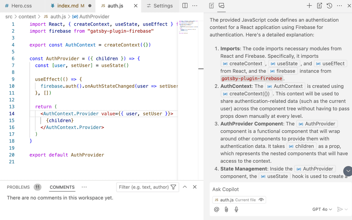 Explanation of the auth.js component